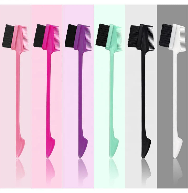 Private Label ABS Nylon Custom Logo Hair Style Tools Edge Brush With Logo 3 in 1 Edge Brush Edge Control Brush