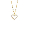 Wholesale Custom Fashion Charms Cute Dainty Love Pendant Necklaces 18k Gold Plated Stainless Steel Cubic Zirconia Heart Necklace