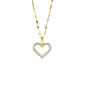Wholesale Custom Fashion Charms Cute Dainty Love Pendant Necklaces 18k Gold Plated Stainless Steel Cubic Zirconia Heart Necklace