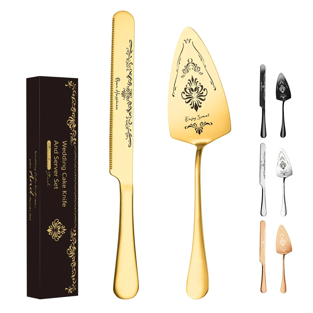Premium Modern 2-Piece Stainless Steel Flatware Set Sleek Design Mirror Polished Knife Dishwasher Safe Cake Tools