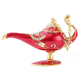 Desktop Artificial Metal Polished Traditional 3D Jewelry Box Sculpture Cute Design Lamp Necklace Packaging Decor Aladdinlamp