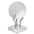 Wholesale Clear Silver Custom Logo 5*5*4.5cm Stainless Steel Acrylic Crystal Ball Base Stand for Fossils Minerals Rocks Shops