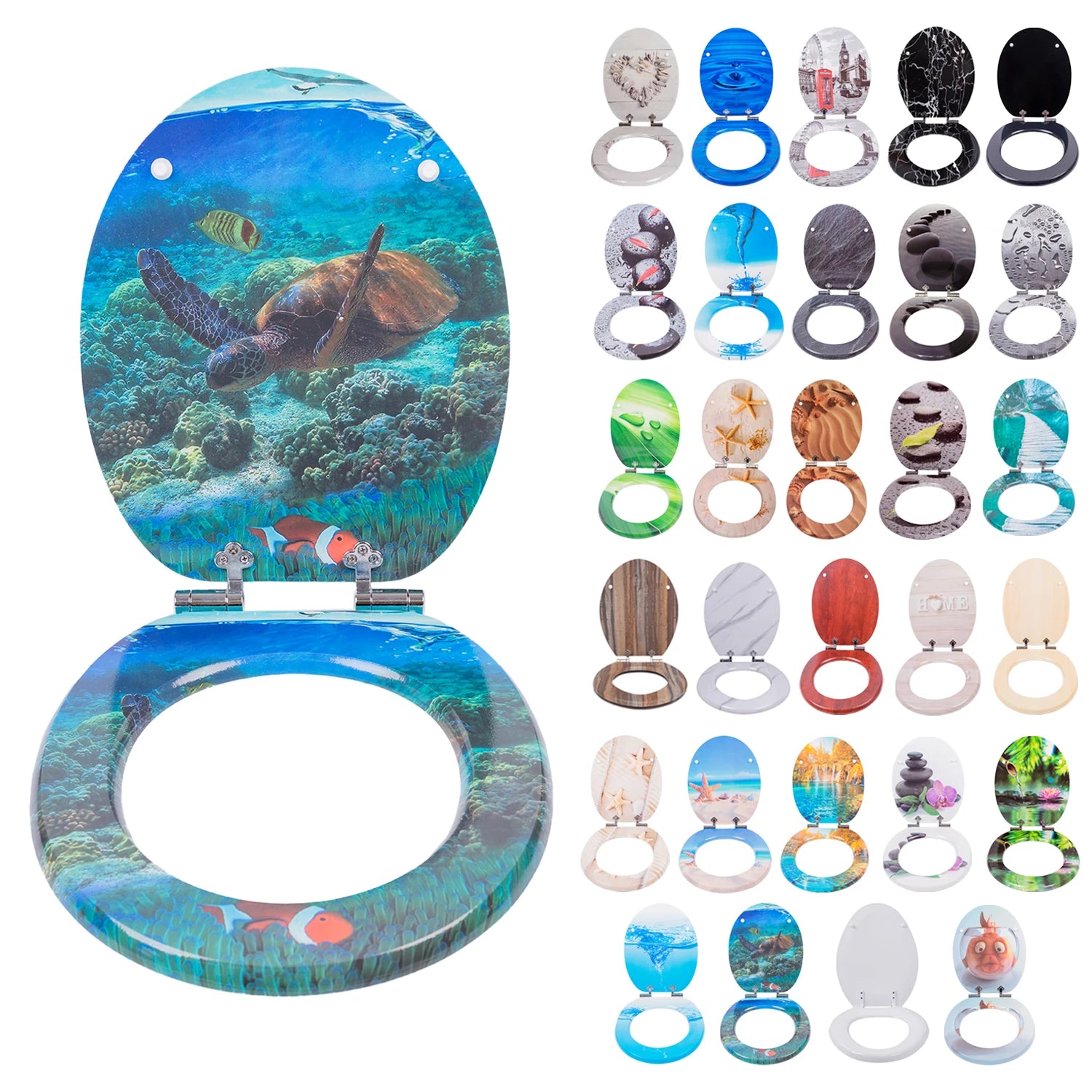 Hot Sale Custom MDF Soft Close Closed Front Toilet Seat Buffer Cover Plate Zinc Alloy Hinges 1 Year Warranty Traditional Design