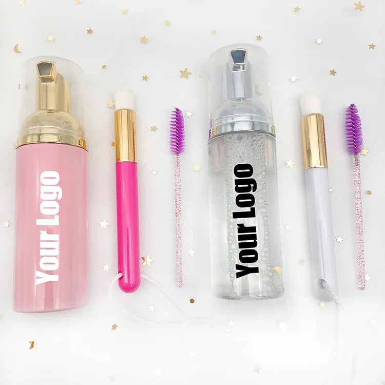 Eyelash Extension Cleanser Foam Private Label Foam Lash Shampoo With Brushes Lash Bath Daily Eye Lash Wash Shampoo