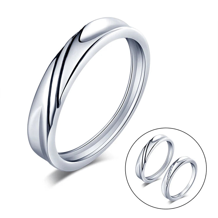 Hot Selling Men's Sterling Silver 925 Romantic Anniversary Wedding Bands Ring Rhodium Plated