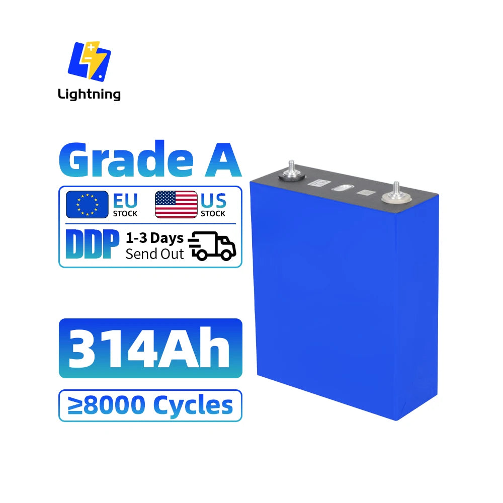 EU Stock 3.2V LFP 340Ah 320Ah 280Ah 302Ah 200Ah 105Ah 100Ah LiFePO4 Zelle LF280K Battery Cell for RV Solar Energy Storage System