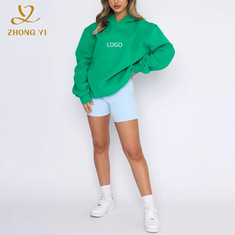 Custom Essential Tapestry Cotton Embossed Puff Print Plain Washed Distressed Vintage Cropped Streetwear Women's Pullover Hoodies