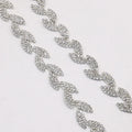 JFRC042 Glitter Silver Crystal Rhinestone Leaf Chain Flower Shape Trim Applique for Wedding Dress Garment Shoes Bags