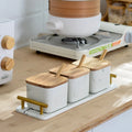 Ceramic Spice Jar Kitchen Supplies Three-Piece Seasoning Jar With Spoon Creative Home Ceramic Seasoning Jar