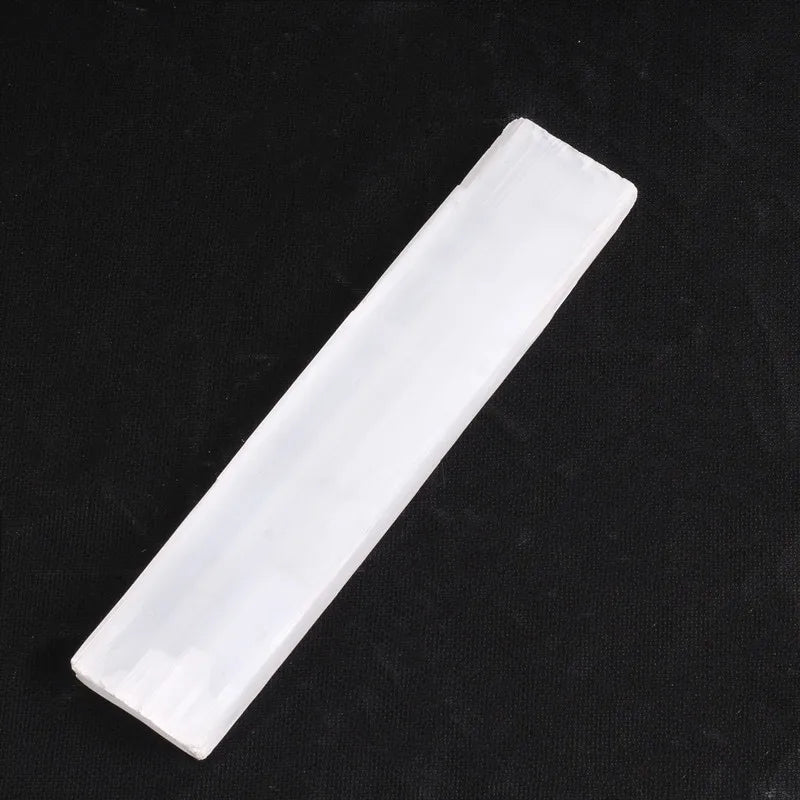 Angel Aura Selenite Sticks Healing Crystal Gypsum Wands Energy White Selenite Slab Charging Tray for Energy Amplification