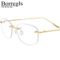 Borregls Rimless Titanium Alloy Glasses Frame Men Ultralight Square Eyeglasses Women Frameless Myopia Optical Eyewear 18107