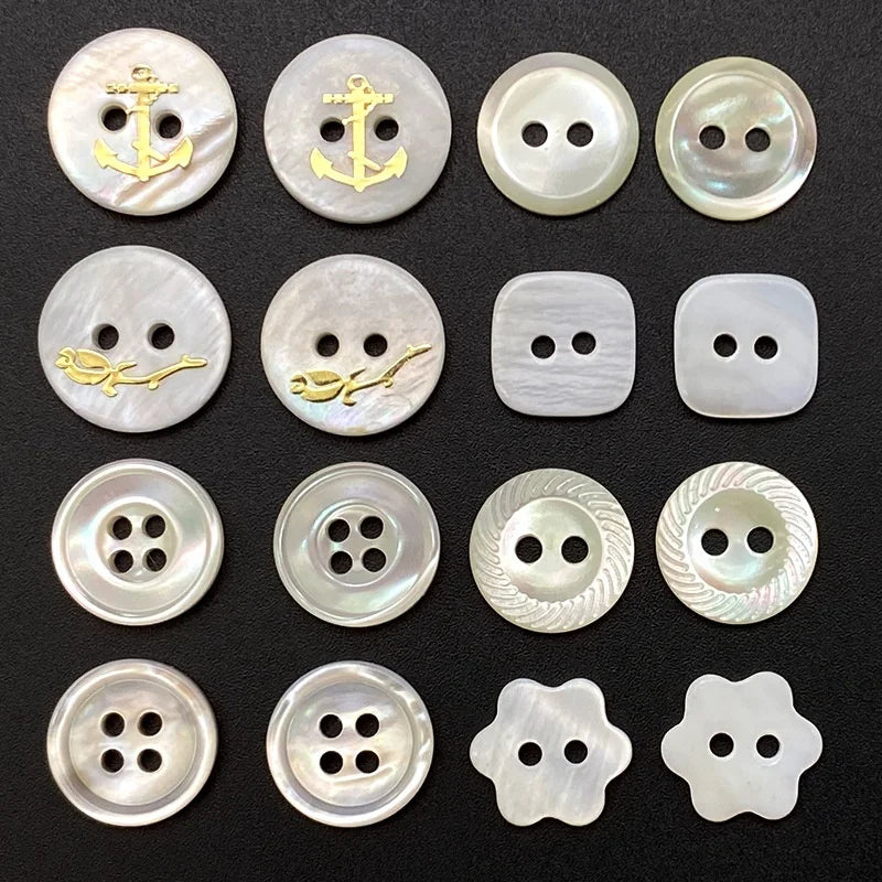 Natural White Mother of Pearl Shell Button for T-Shirt 2 4 Holes White Pearl Shell Button for Shirt