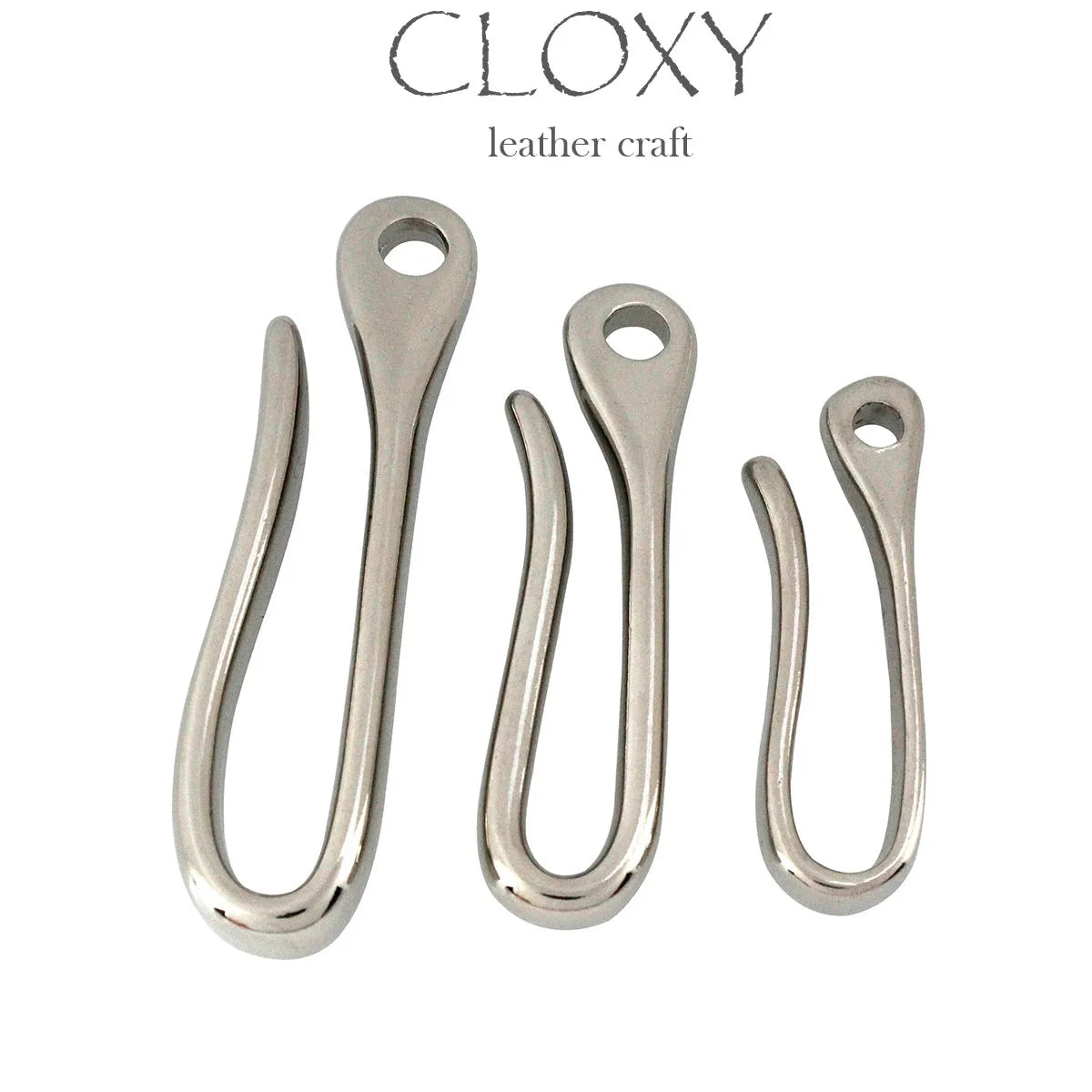 Cloxy Key Ring Fitting Long 50/60/70mm Brass Belt U Hook for Leather Wallet Chain Key Chain Hook Brass Wallet Fish Hook Silver