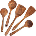Acacia Ironwood 5-Piece Kitchenware Cooking Tool Set Non-Stick Teak Wooden Spatula and Spoons Set