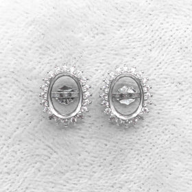 Sterling Silver 7*9/8*10/9*11/10*12mm Semi Mount Stud Earring Empty Frame Blank Setting Base Without Center Stone for DIY Inlay