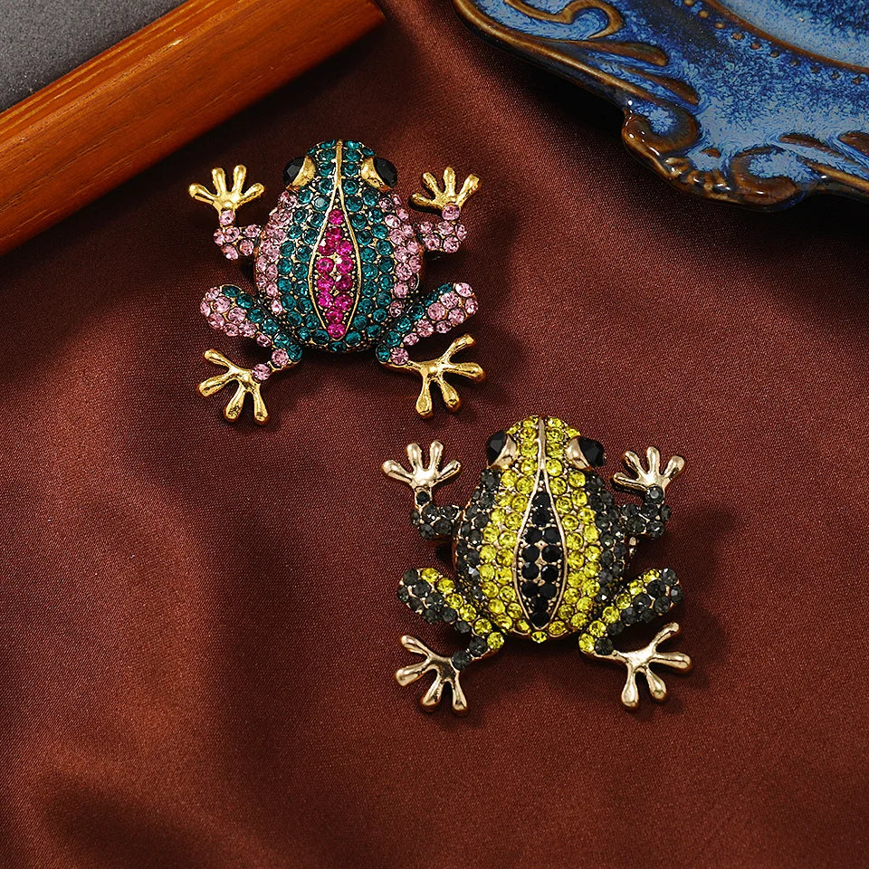 Personalized New European and American Full Diamond Frog Brooch Fashion Niche Animal Brooch