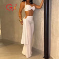 GX7485 Fashion 2025 Boutique Women Sweet Street Wear Sexy Halter Backless Sleeveless Cropped Top and Ribbon Pant 2 Piece Set