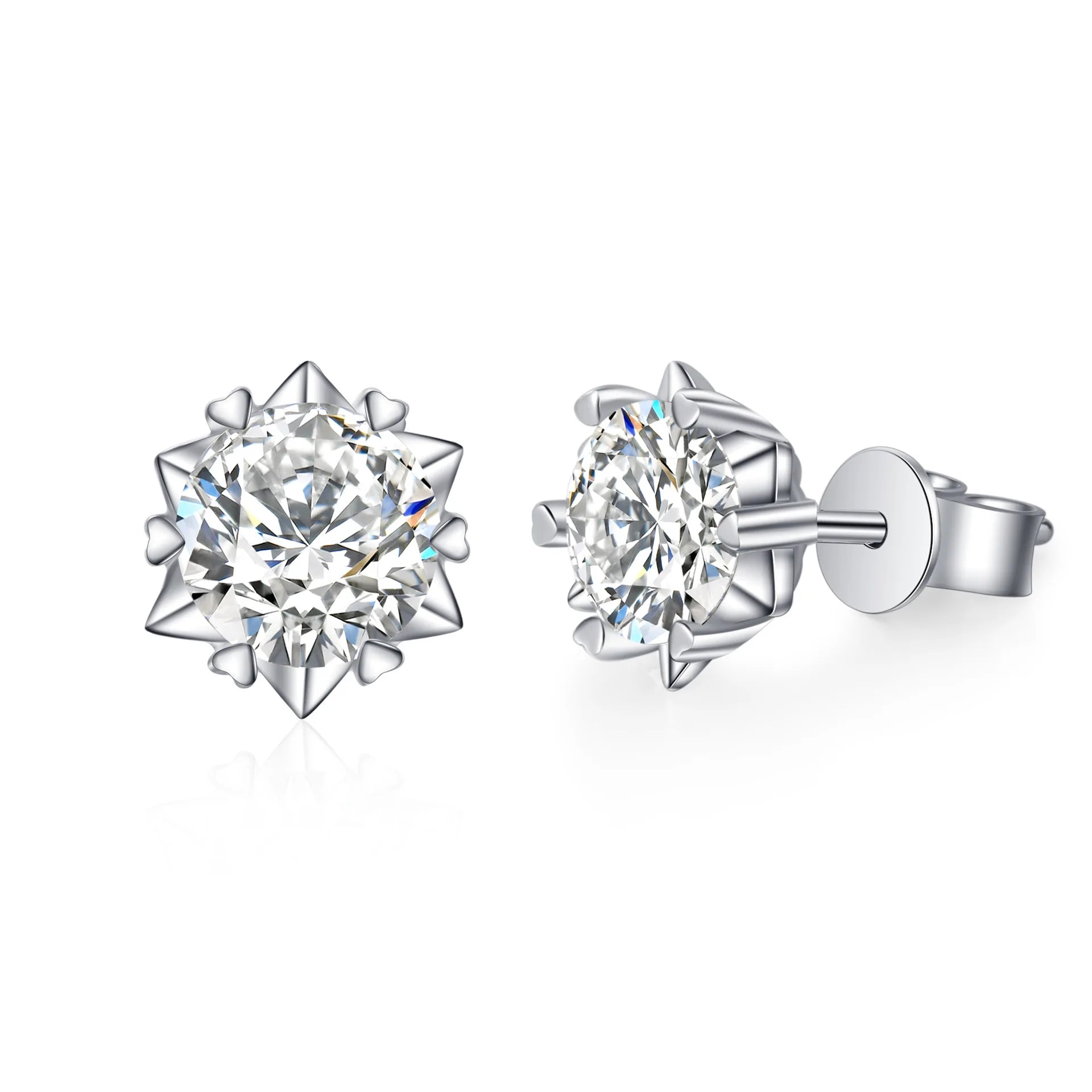 D Color 0.3ct-2ct Moissanite Snowflake Stud Earrings GRA Certified 925 Sterling Silver Destiny Jewelry for Women