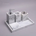 Factory Direct Luxury Bathroom Accessory Set Decorative Marble Shampoo Bottles Serving Tray Home Bathroom Marble Set