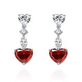 10*12mm Big Heart Cut Red Ruby 5A Zirconia Heart 925 Silver Drop Earrings
