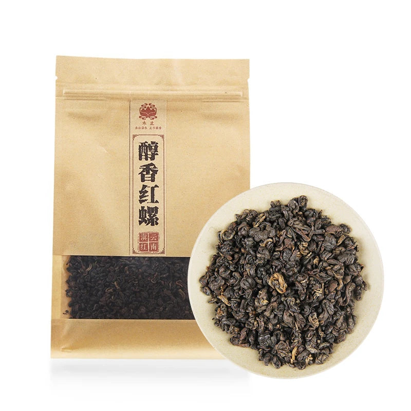 Wholesale Yunnan Black Tea Golden Snail Dianhong Gunpowder Black Tea Loose Leaf Fengqing Ancient Tree OEM Honey Aroma 250g