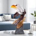 Bald Eagle Resin Sculpture with Realistic Feathers White Head & Orange Beak Majestic Bird Statue for Home Office Decor