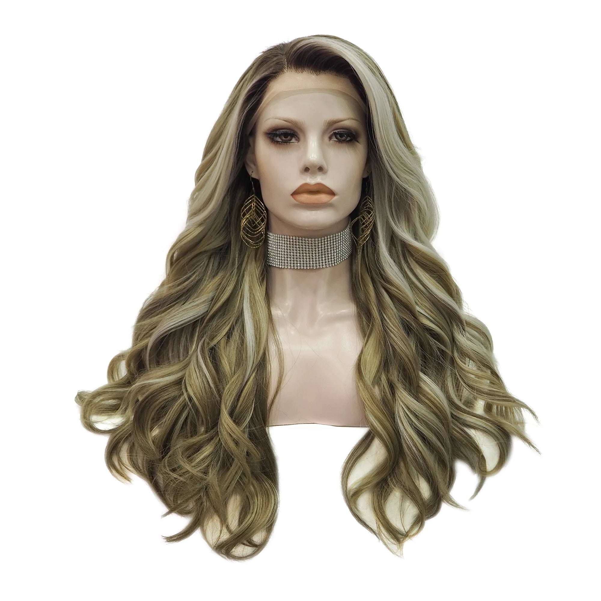 Celebrity Wig hot selling  ombre natural color Daily life Wearing futura Henlon Matte fiber Synthetic Lace front Wigs