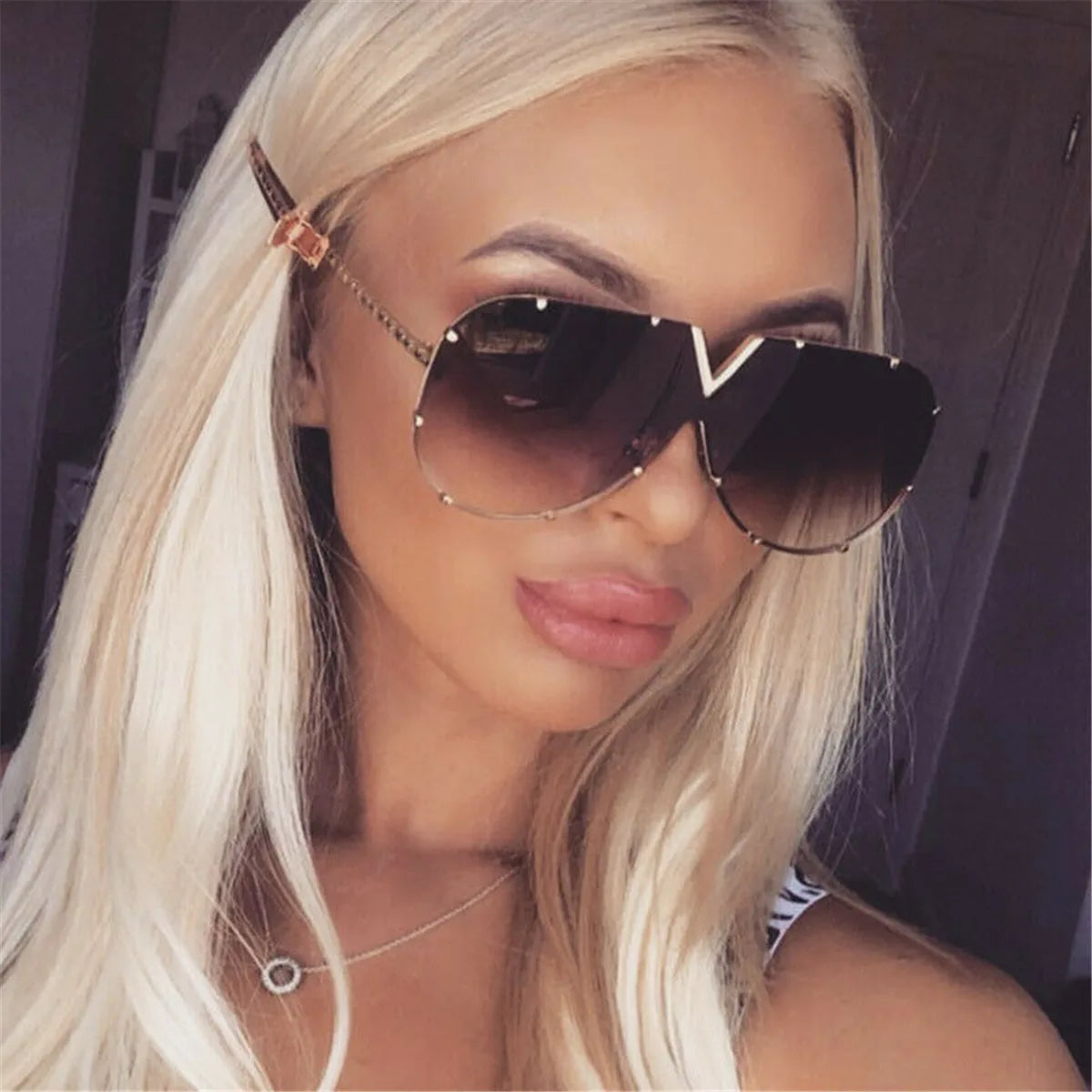 Large Oversized Metal Frame Sunglasses Womens Mens Fashion Shades Mirror Sun Glasses