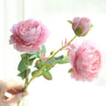 Hot Sale Home Decorative 3 Heads Silk Roses Artificial Peony Bouquet for Wedding