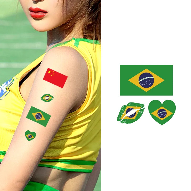 High Quality National Flag Sticker OEM Football Fans Face Tattoo Sticker National Flag Body Arms Temporary Sticker MegaBDM