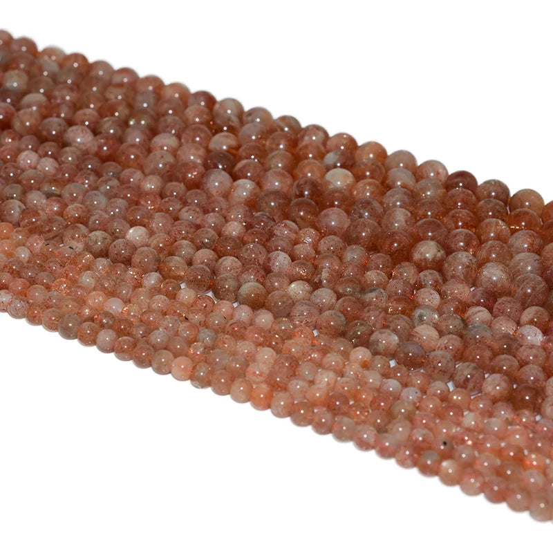 Wholesale Natural Golden Sun Stone Loose Gemstone Beads 4/6/8mm Round Shape for DIY Jewelry Making Stone Beads