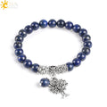 CSJA  Hot Natural Stone Lapis Lazuli Lucky Bead Stretch Life Tree Bracelet Healing Jewelry E747