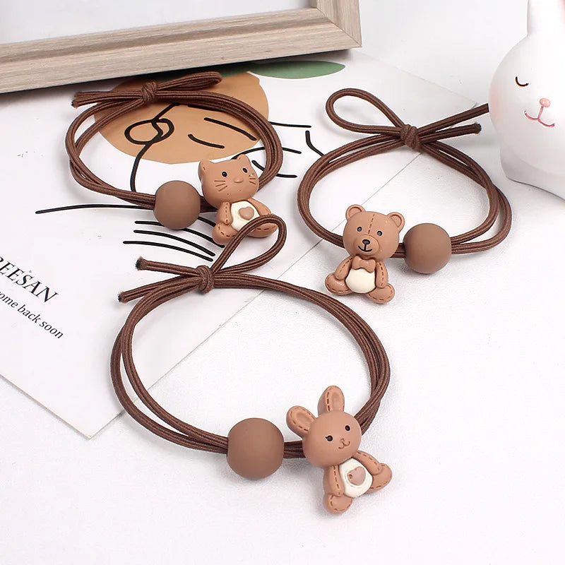 Girls Hair Scrunchies INS Lovely Cute Cat Rabbit Bear Scrunchies Kids Elastic Hair Scrunchies Kids Hair Accessories 2021