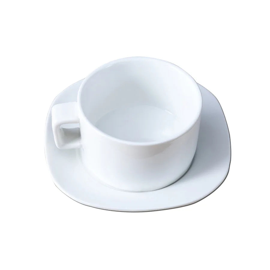 Customization European Restaurant Dish White Ceramic Coffee Cup and Saucer Set Porcelain Eco-Friendly Carton Giveaways
