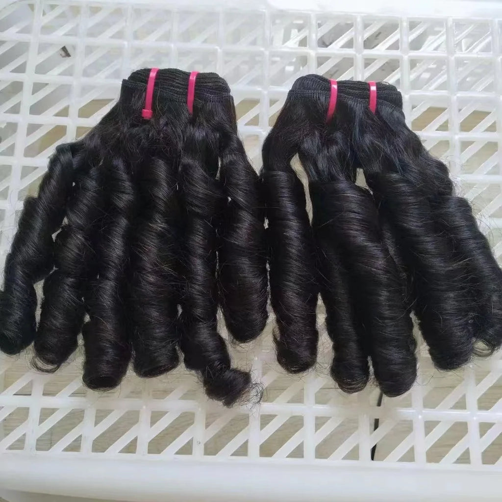 Raw Vietnamese Bone Straight  Weft Hair Extensions Human Hair Dourble Drawn Bouncy Curly  Hair Bundles