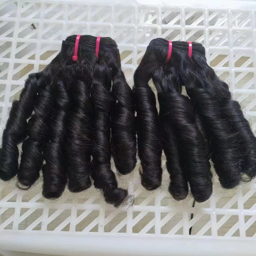 Raw Vietnamese Bone Straight  Weft Hair Extensions Human Hair Dourble Drawn Bouncy Curly  Hair Bundles