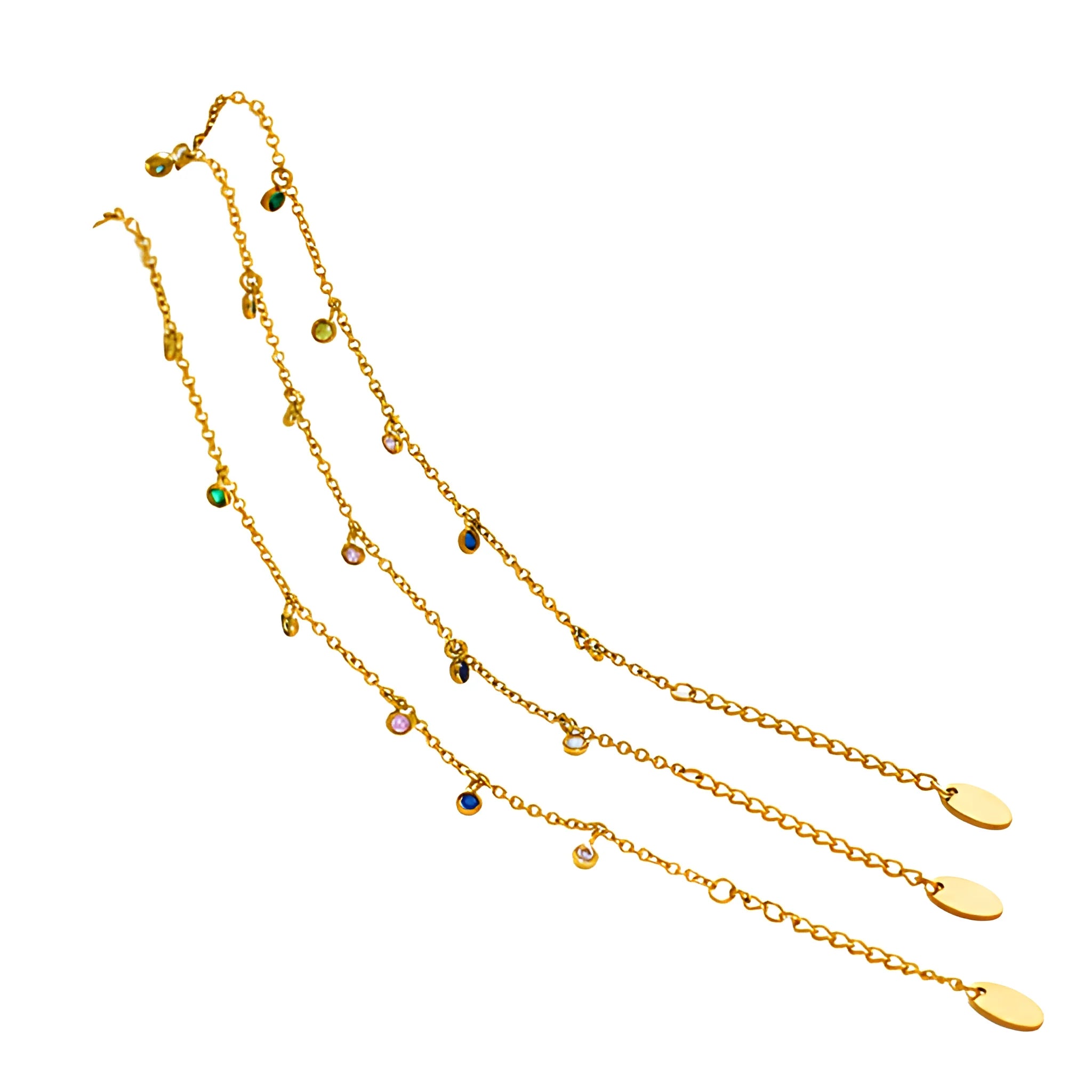 Hot Selling Jewelry Wholesale Exquisite Colored Zircon Pendant 18k Gold Stainless Steel Adjustable Bracelet for Women Gift