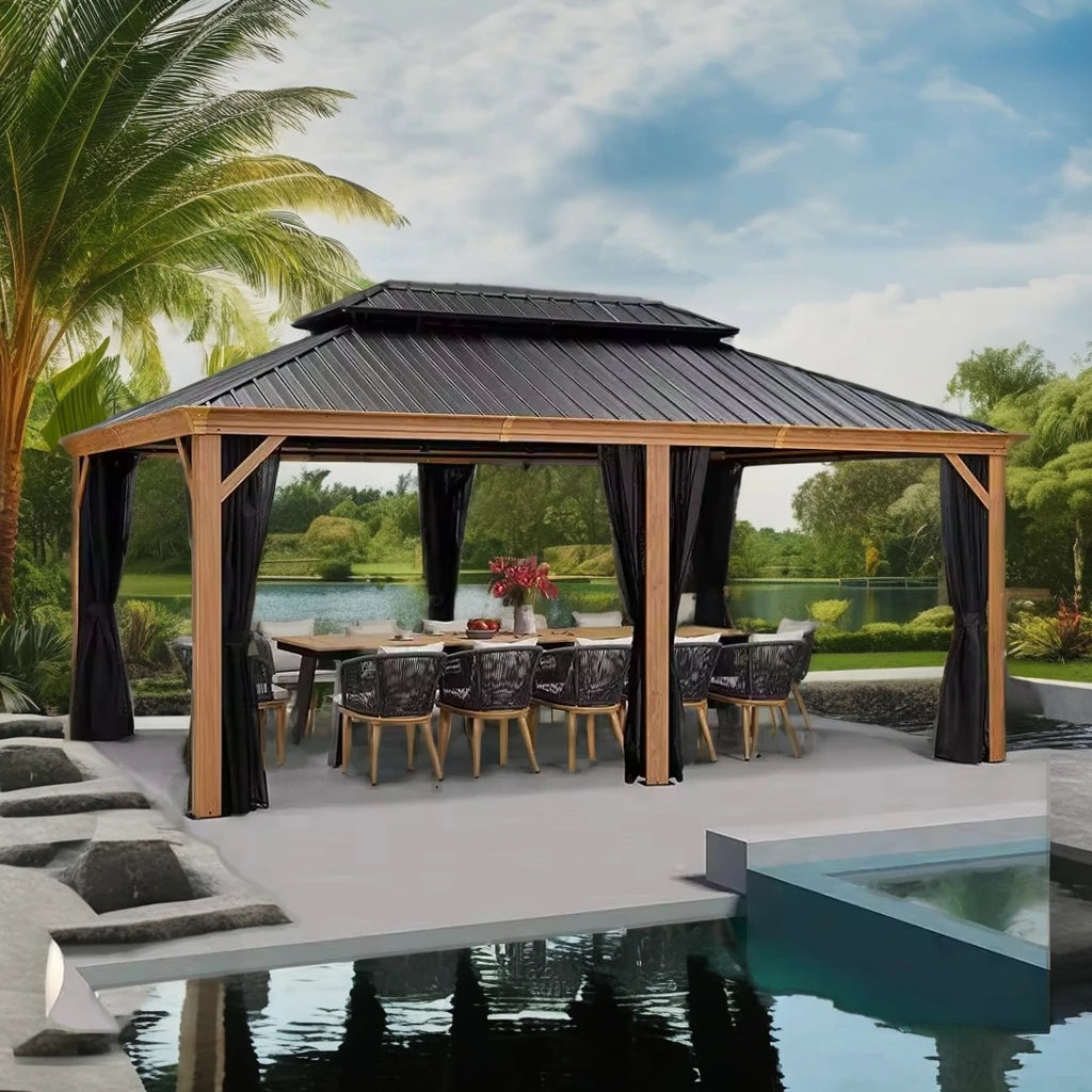All Weather Wholesale Pavilion Metal Awning Canopy Sun Shade Shelter Aluminum Gazebo Octagonal Gazebos for Bbq