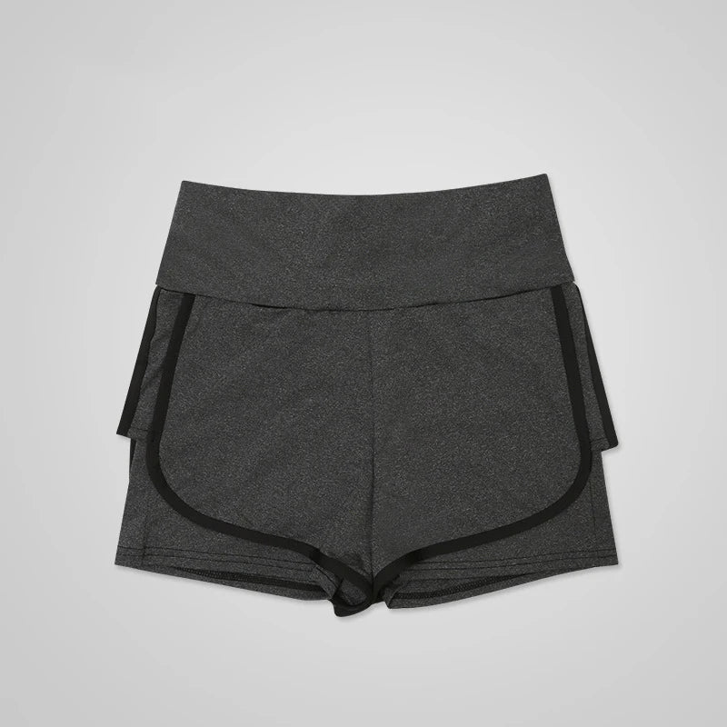 2025 New Women's Fitness Running Shorts Plus Size Quick Dry Casual Tight Skorts Breathable 2-in-1 Sports Shorts Lace Decoration