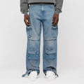 Wholesale High Quality Plus Size Men's New Fashion Casual Baggy Denim Pant Custom Logo Wide Leg Pants Breathable Winter Summer