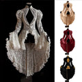 2023 European and American Retro Lace Splicing Stand Collar Dress Flared Sleeve Slim Dovetail Dress Women