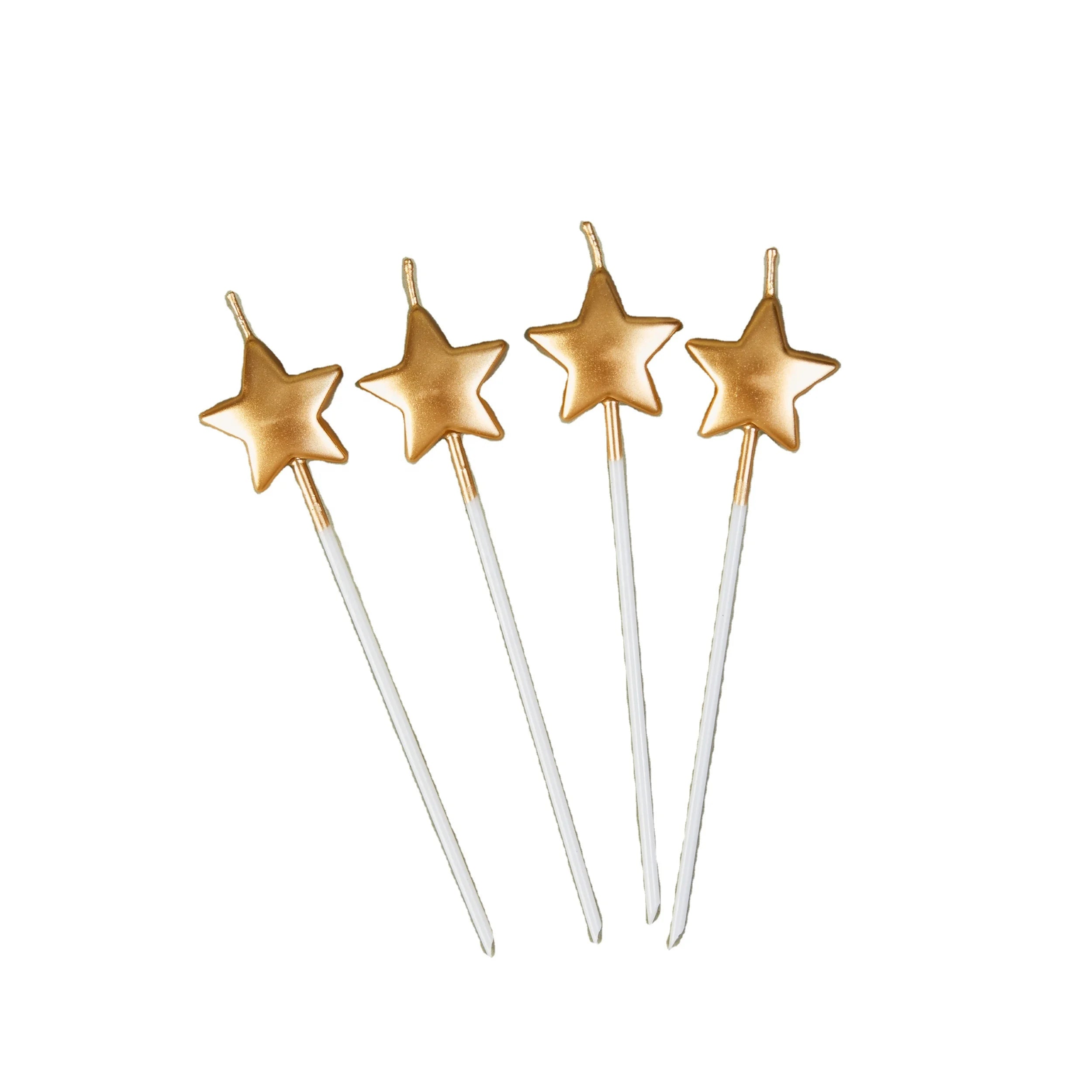 Top Magic Lights Non-scented Gold Star Birthday Candles for Cakes Paraffin Wax Handmade Holiday & Party Use