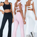 Ruffled Unique Fitness Yoga Set Breathable Four-way Stretch Gym Outfits Quick Dry Sports Suits for Women