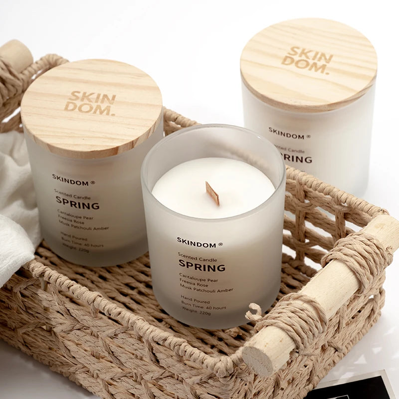 AIKUN Good Material OEM ODM Luxury Aroma Fragrance Glass Jar Home Decorative Scented Soy Wax Candle