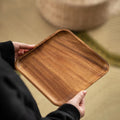 High Quality Hand Crafted Custom Logo Tea Dessert Dinner Square Acacia Wood Plate for Serving