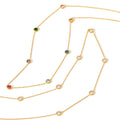 14k Gold Plated Stainless Steel Colorful Gift Jewelry Seven Color Round Cubic Zirconia Necklace for Women