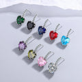 Luxury Female Colorful Zircon Stone Earrings Silver Color Stud Earrings for Women Cute Rainbow Love Heart Wedding Earrings