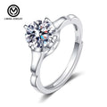 MR27 Custom Women's Jewelry 925 Sterling Silver 1 Carat Engagement GRA Certified Moissanite Rhodium Plated Adjustable Ring
