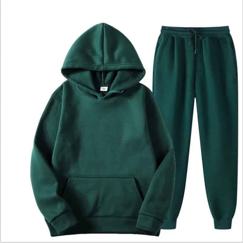 Factory Direct Sale Solid Color Sweatsuit Custom Logo Unisex Hoodies Fashion Sport Set