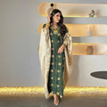Fashion Patchwork Casual Batwing Sleeve Embroidery Party Saudi Women Dresses Muslim Ramadan Abaya Kaftan Moroccan Arab Robe